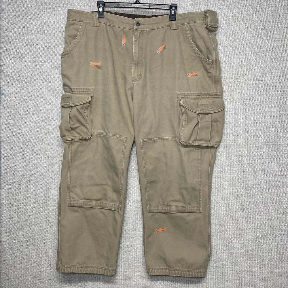 Duluth Trading Co Khaki Canvas Cargo Work Pants (46x29) Mens Utility Double Knee - Picture 2 of 8